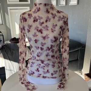 Floral Print Sheer Women's Blouse